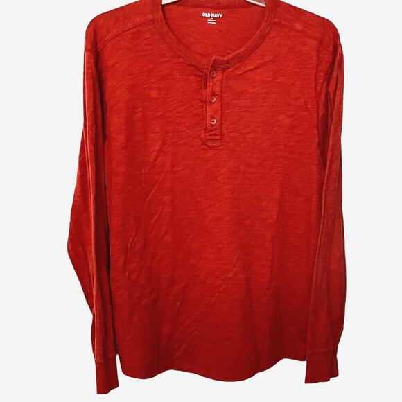 OLD NAVY SOFT WASHED LONG SLEEVE POLO SHIRT, MENS, XL, DARK/BURNT ORANGE - Picture 1 of 11